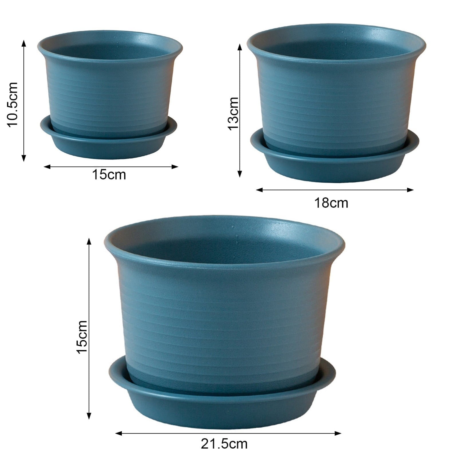 SMKE Thickened Plastic Planter With Tray Saucer,Blue 7.1X5.1In Flower Pots For Indoor Plants,Deform-Resistant Reliable Planter,Home Balcony Garden Decor Pot,Drainage Hole Garden Plant Pot