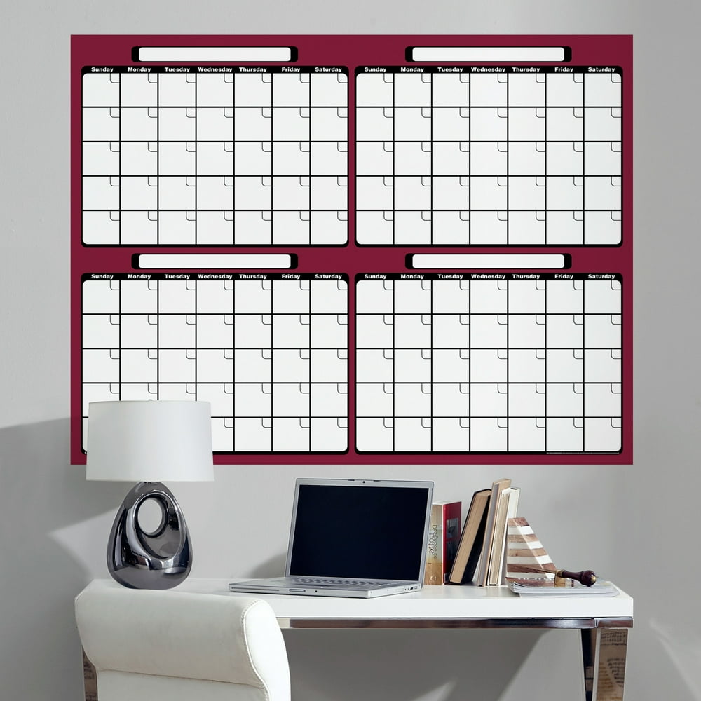 Fathead Dry Erase Four Month Calendar (Burgundy / Black) Giant