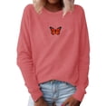 thumbnail image 1 of Blouse à Manches Longues pour Femmes Imprimé Papillon Col Rond Chandail Ample Blouse Décontractée à Manches Longues, 1 of 6