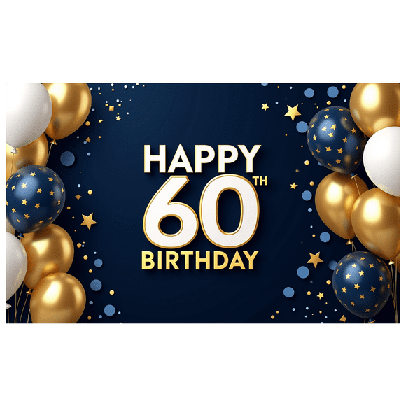 Elegant 60th Birthday Celebration Banner Backdrop with Starry Design Perfect for Milestone Parties Photo Booth Decorations Event Background Festive Occasions