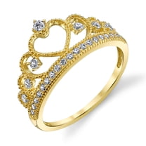 14k Yellow Gold Heart Princess Crown Ring