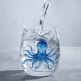 thumbnail image 5 of Artisanal Blue Octopus Glassware, 2D Ocean Animal Stemless Wine Glasses, Handcrafted Ocean Art Bar Glass Tea Cup for Coastal Home Decor Ocean Lovers, 5 of 7