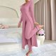 thumbnail image 1 of Pincandy Women's Solid Color Pajama Set - Crew Neck Long Sleeve Top & Pants, Casual & Comfortable for Homewear, 1 of 6