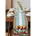 thumbnail image 4 of Luxury Tulip Floral Table Runner Cotton Linen 120 Inch Holiday Dresser Scarves, Farmhouse Vintage Retro Botanical Tablerunner for Kitchen Coffee Dining Bedroom Dinner Scarf Décor 13''x120'', 4 of 9