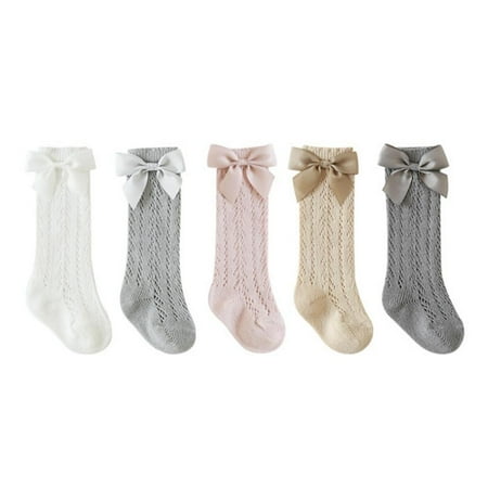 

Baby Girls Knee High Socks with Bow Long Stockings Infants Toddlers Ruffled Socks(0-5Y)