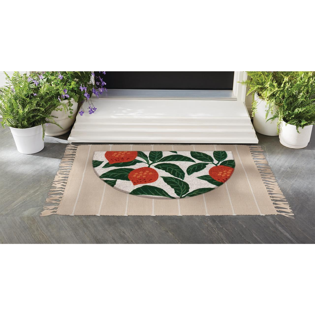 Mainstays by Becky G. & Alejandra Coir Outdoor Mat, Orange & Green, 18" x 30"