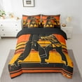 thumbnail image 2 of Manfei Taekwondo Twin Bedding Sets 7 Pieces,Kungfu Karate Bedding Comforter Set 7 Pieces,Orange Black Sheet Sets,Microfiber Bedroom Decor Reversible, 2 of 7