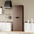 thumbnail image 6 of 71" Tall Pantry Cabinet with 4 Doors, Freestanding Larder & Kitchen Hutch Cabinet with Adjustable Shelves for Dining Room, Walnut, 6 of 8