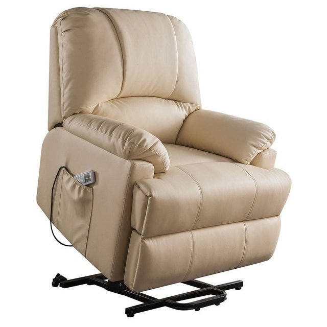 ACME Ixora Faux Leather Upholstered Recliner with Power Lift in Beige