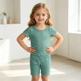 thumbnail image 4 of Cethrio Girls' Pajama Sets Short Sleeve, Crewneck 2 Piece Soft Summer Girls' Sleepwear Green Size 3-4 T, 4 of 7