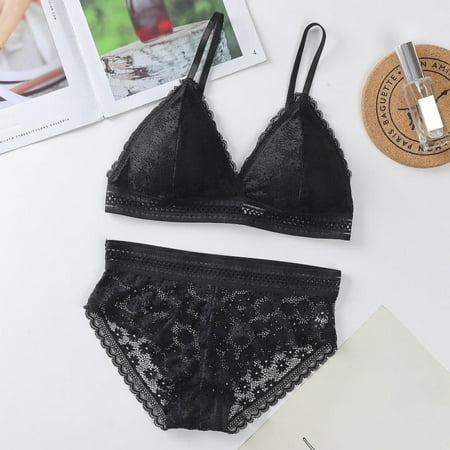 

Women Lingeries Two Piece Lace Lingerie Set Wireless Bra and Panty Set