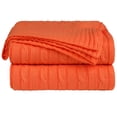 thumbnail image 1 of Suave 100% Algodón Punto Manta para Sofá y Diván Ligero Cable Tejida Cobija Casa Decorativo Cobija Rojo naranja 60 x 78, 1 of 11