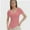 Pink, variant on Womens Summer Short Sleeve Tops Square Neck Ribbed Slim Fitted Shirts Casual Tee Tshirt