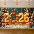 thumbnail image 6 of Festive Design Merry Christmas Banner Holiday Decoration Gold Light Up 2026 Banner for Christmas Party Celebration Indoor Decor, 6 of 9
