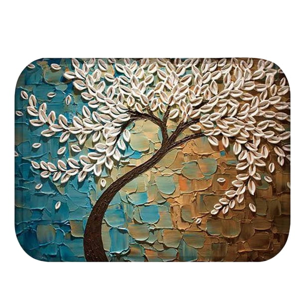 Pintura al óleo Árbol Coral Terciopelo Estera Puerta de la cocina Entrada Alfombras antideslizantes Baño Alfombras de sala de estar Advancent JJ20220-16