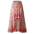 thumbnail image 6 of APEXFWDT Women's Long Skirts Boho Floral Elastic High Waist Asymmetrical Hem Maxi Skirt Fashion Ruffle High Low Beach Skirt, 6 of 8