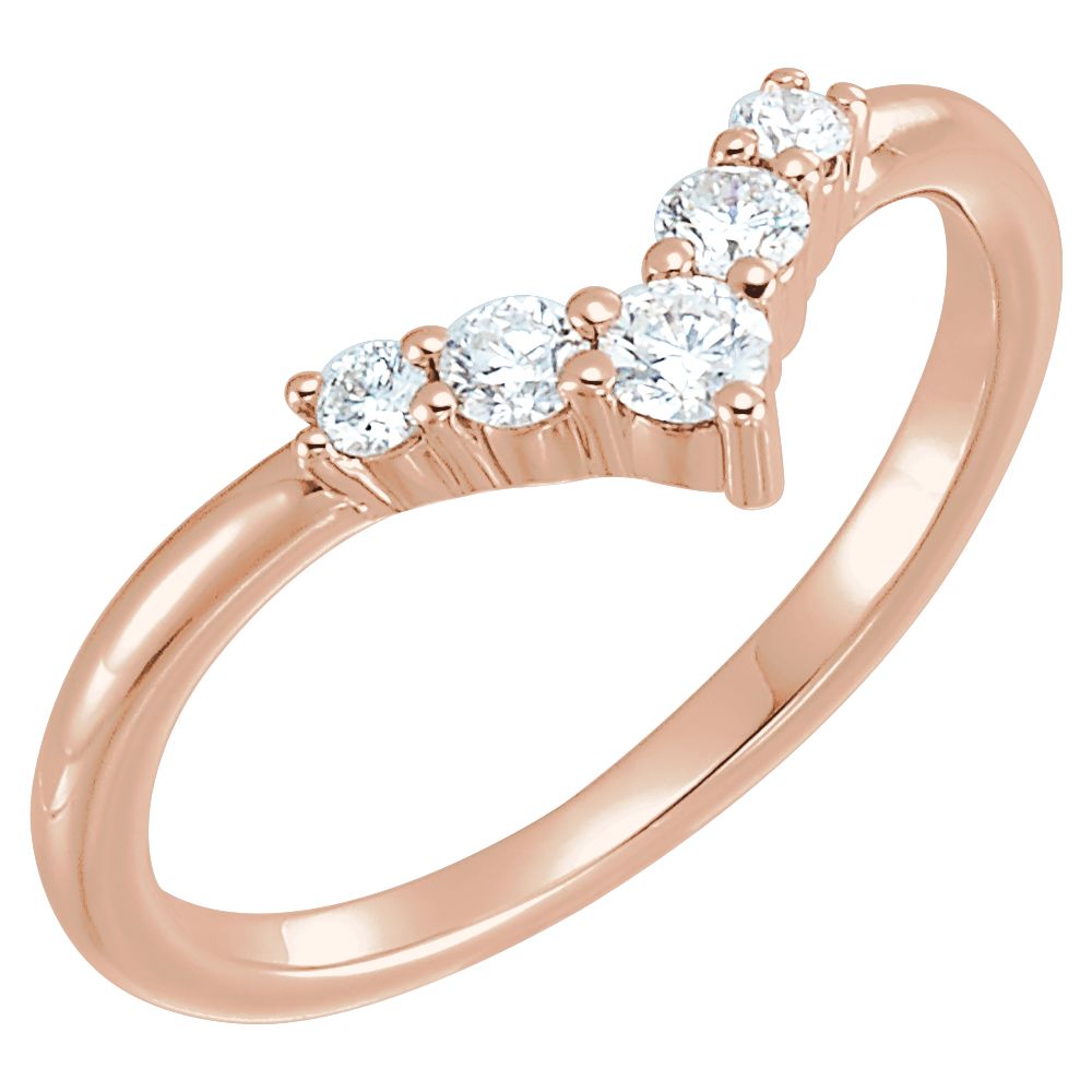 Diamond2Deal 14K Rose Gold Women 1/4 Cttw Diamond Graduated "V