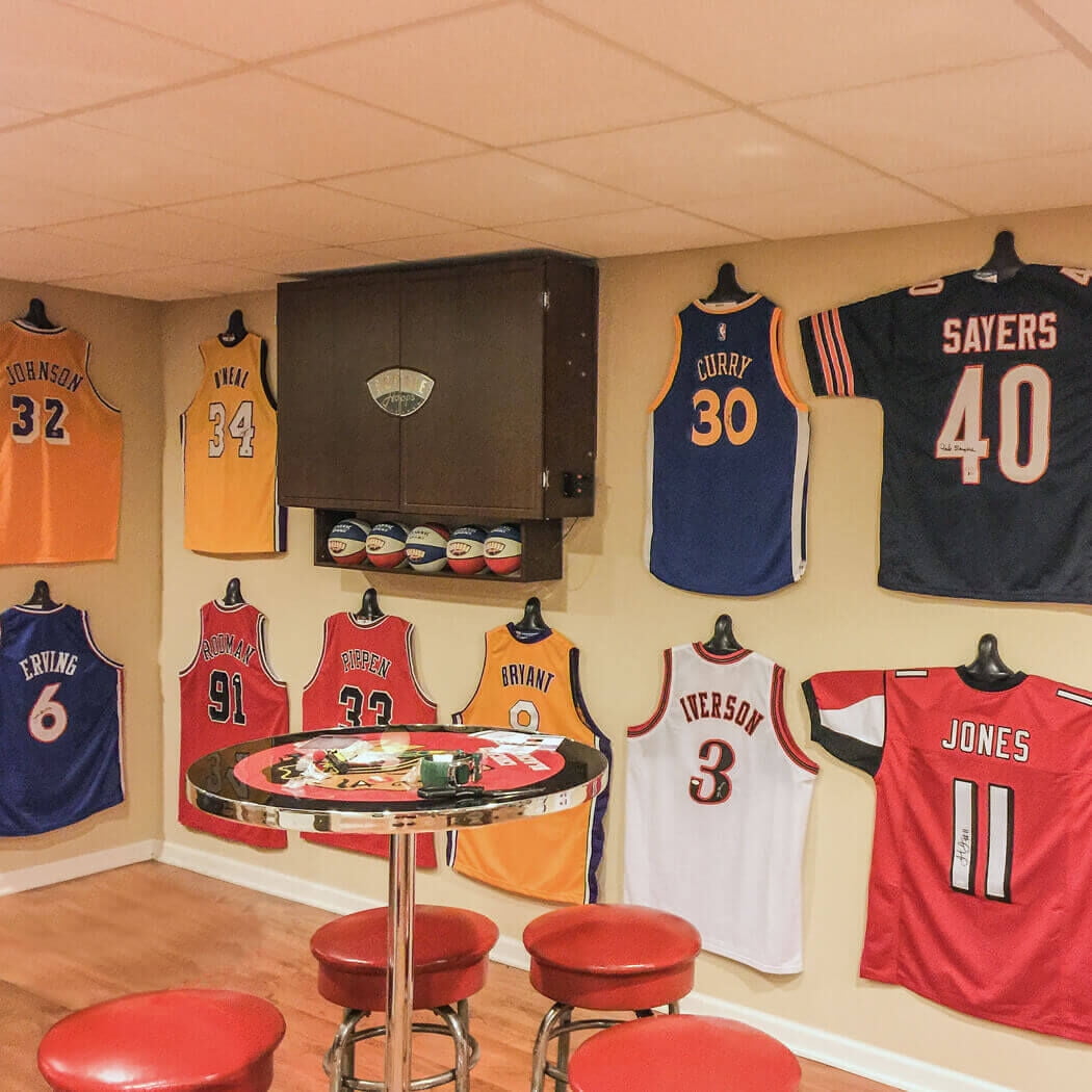 JerseyGenius® The Jersey and Shirt Wall Display Unit  Works for Hockey,  Basketball, Soccer, Football Jerseys and More 