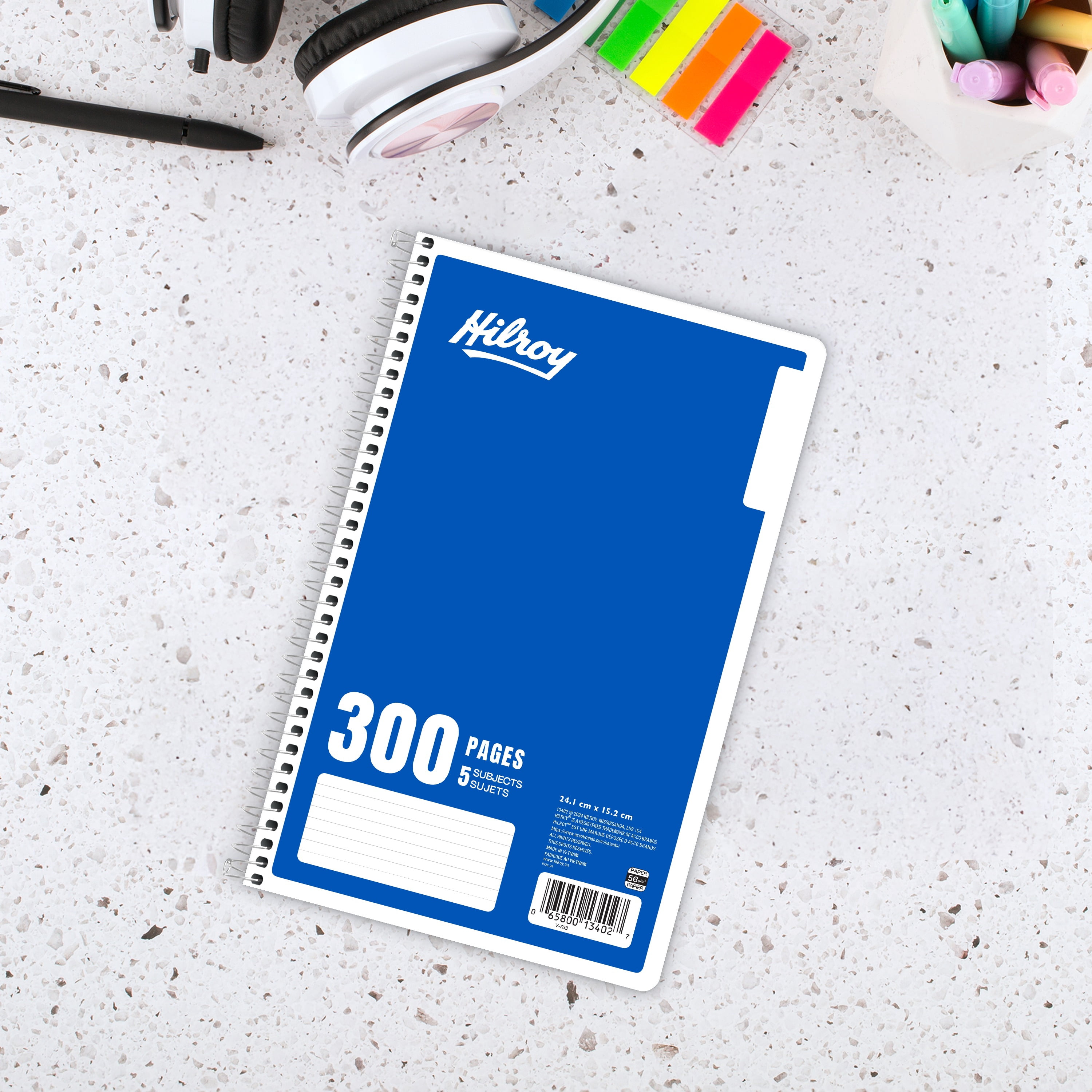 Hilroy® 5 Subject 300pg Notebook, Dark Blue