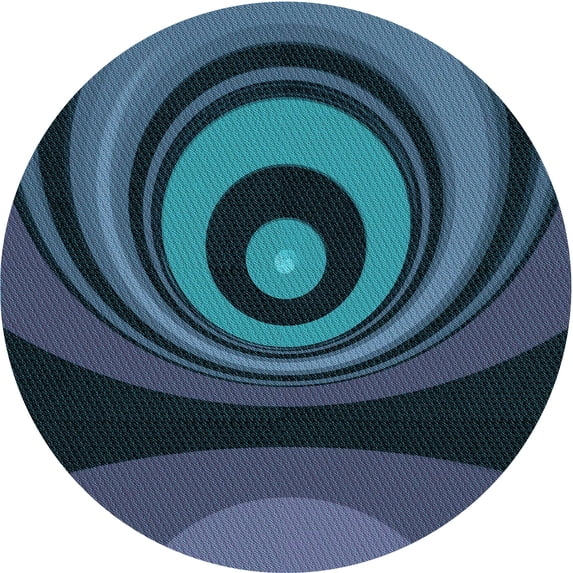 Ahgly Company Machine Washable Indoor Round Transitional Blue Ivy Blue Area Rugs, 6' Round
