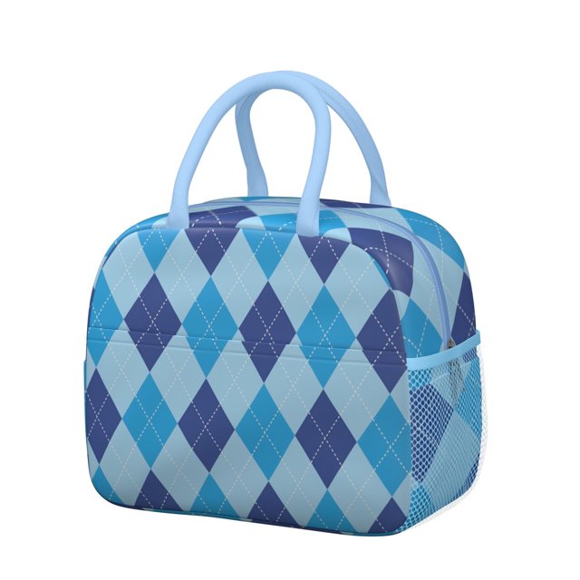 Sac à Lunch Fusion Rayé et à Carreaux – Design Rustique à Carreaux, Sac Isotherme Réutilisable pour Travail et École