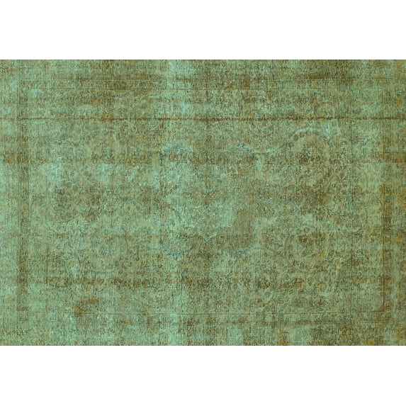 Ahgly Company Machine Washable Indoor Rectangle Abstract Turquoise Blue Modern Area Rugs, 6' x 9'
