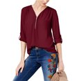 thumbnail image 1 of INC Blusa de punto utilitario de medios mixtos para mujer, rojo, grande, 1 of 1
