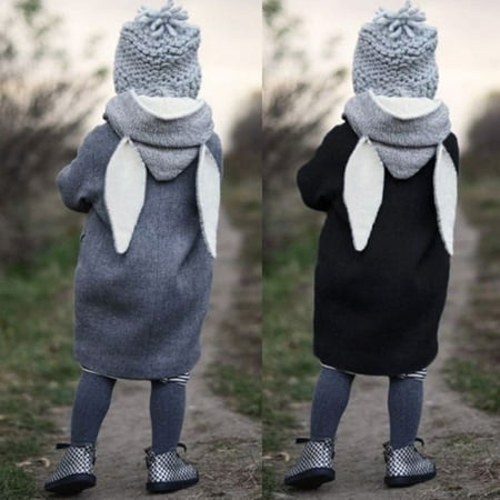 Cute Baby Kids Infant Autumn Winter Hooded Coat Rabbit Jacket Thick Warm