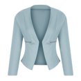 thumbnail image 4 of IROINNID Blazer for Women Savings Suit Open Front Jacket Daily Solid Color Work Office Short Blazers,Light Blue, 4 of 6