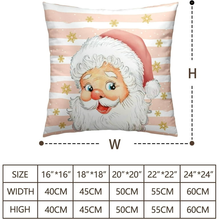 Pink Christmas Pillow Cover 12x20 - Santa Claus Polka Dot Holiday Decor