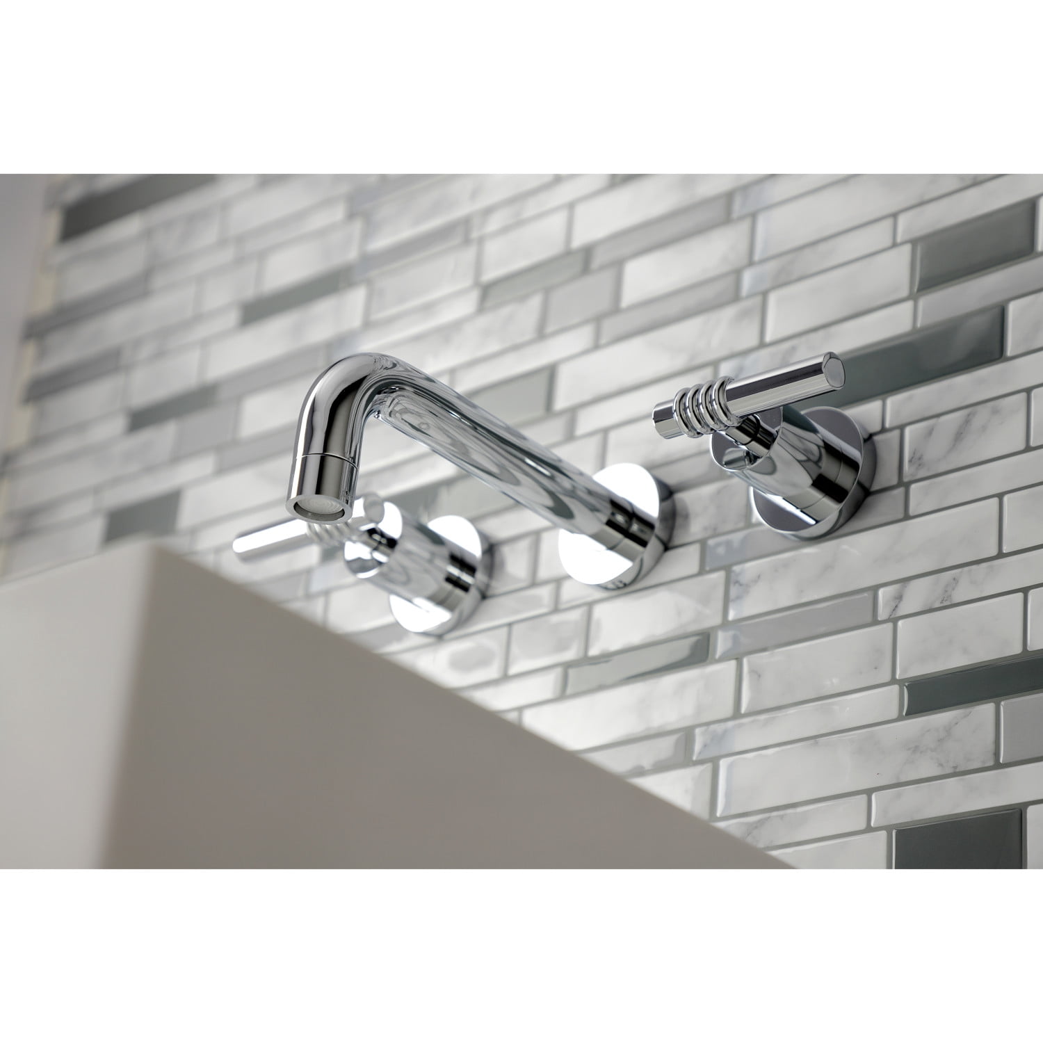 Kingston Brass KS8121ML Milano 2-Handle 8 in. Wall Mount Bathroom Faucet, Polished Chrome