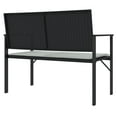 thumbnail image 3 of vidaXL Banc de Jardin 2 Places avec Coussin en Poly Rotin Noir, 3 of 5
