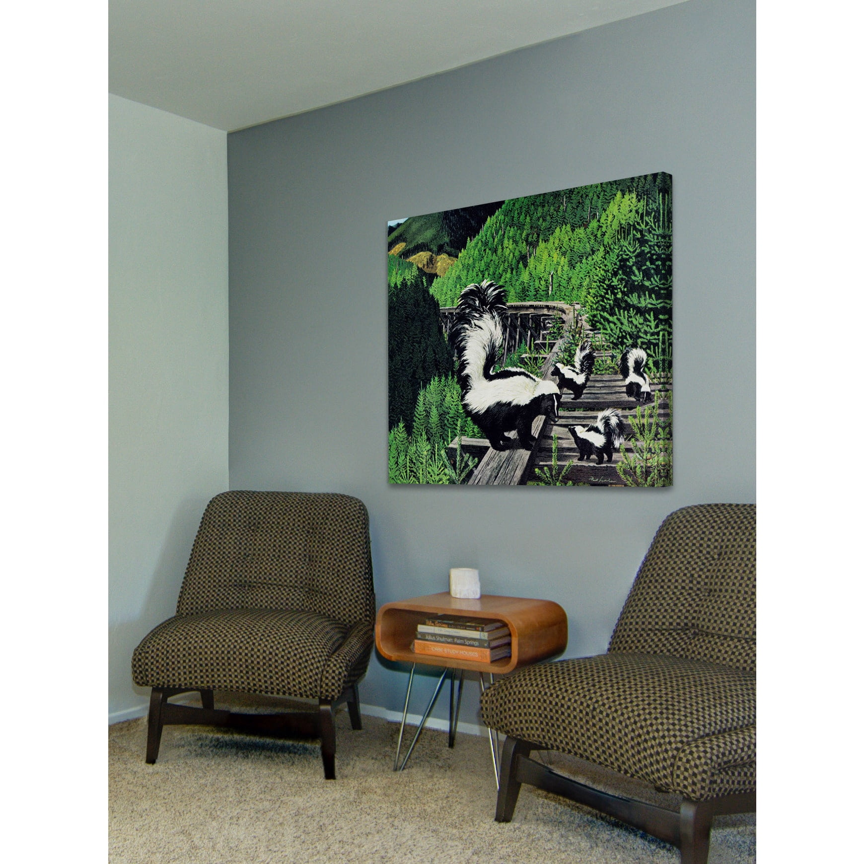 "Skunk Family" Painting Print on Wrapped Canvas