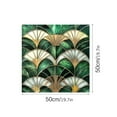 thumbnail image 4 of Green Fan Shaped Art Glass Window Film Static Cling Privacy Decal For Home Interior Doors Bathrooms and Kitchen, 4 of 5
