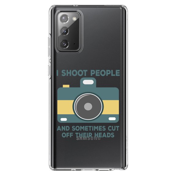 DistinctInk Clear Shockproof Hybrid Case for Samsung Galaxy Note 20 (6.7" Screen) - TPU Bumper Acrylic Back Tempered Glass Screen Protector - I Shoot People - Photography