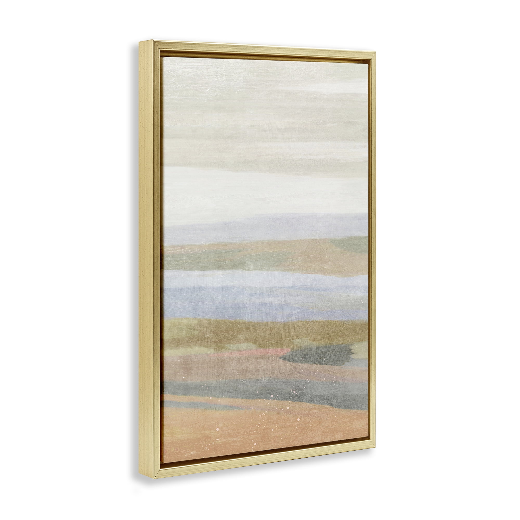 Stupell Industries Beach Dunes Abstraction Coastal Painting Gold Floater Framed Canvas Art Print Wall Art, 21 x 31