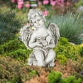 thumbnail image 3 of Escultura de jardín Sunnimix querubín Ángel Estatua de jardín para patio al aire libre Decorativo Abrazos ardilla, 3 of 8
