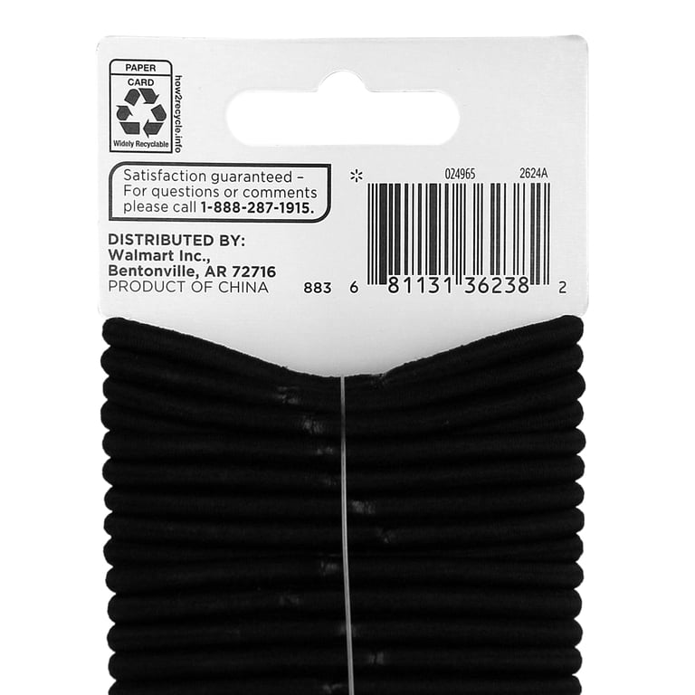 Equate Non-Metal Elastic Hair Ties Black 30 Count Strong