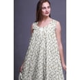 thumbnail image 3 of Bimba White7 Floral Roses & Ranunculus Mid Calf Nightwear Ladies Cotton Printed Sleeveless Night Gown Maxi Dress Large, 3 of 6