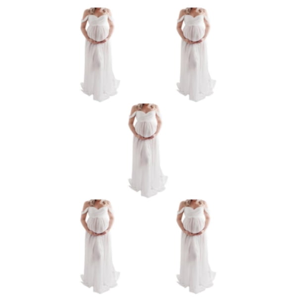 Minnieouse Vestido de fotografía de maternidad fuera del hombro vestido de gasa vestidos largos de embarazo mujeres sesión de fotos ropa Prop Type2 NO2