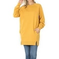 thumbnail image 4 of A2Y Women's Oversized Crew Neck Loose Fit Longline Front Slits Pockets Sweatshirts Light Mustard L, 4 of 5