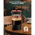 thumbnail image 5 of French Press Coffee Maker 34oz 1 L, No Plastic Touching Cafe, Heat Resistant Thickened Borosilicate Glass, Stainless Steel Brewer, Cold Brew Cafetera Teapot for Kitchen Travel Camping，Rose gold, 5 of 7