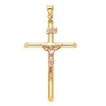 thumbnail image 2 of Jesus Cross INRI Charm 14k Solid Yellow Rose Fine Gold Crucifix Tube Pendant Two Tone (Size Options) (TGDJ851), 2 of 5