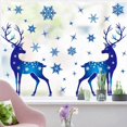thumbnail image 4 of Pegatinas de Feliz Navidad para ventana, pegatinas de copos de nieve de alce azul, decoraciones navideñas para el hogar, calcomanías de Año Nuevo, suministros 2024, 4 of 4