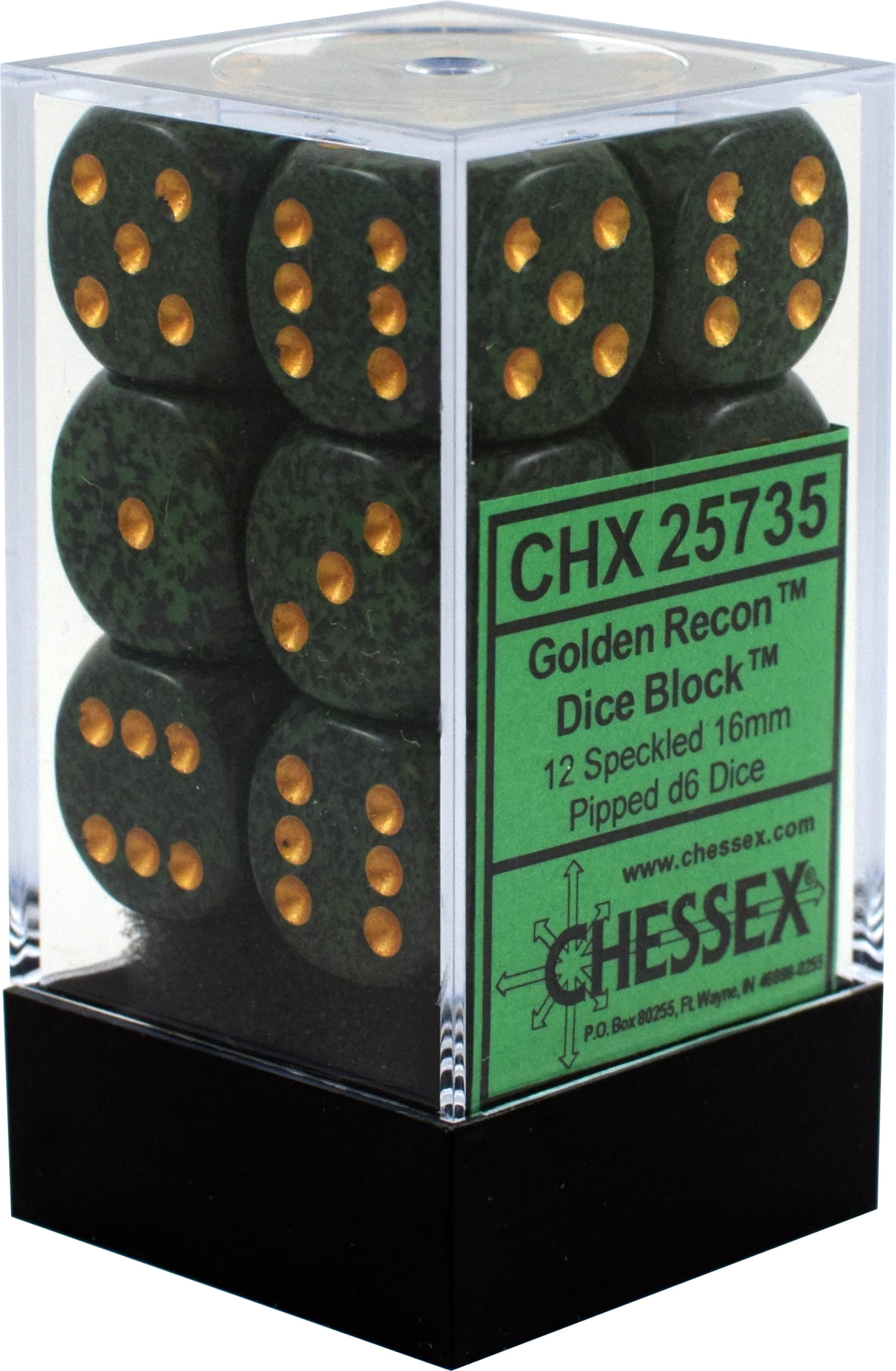 12 Dice Recon Speckled 16mm D6 Chessex Dice Block 