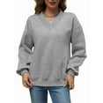 thumbnail image 2 of Womens Oversized V Neck Sweatshirt Fleece Long Sleeve Hoodies Pullover Comfy Top Outfits Grey XL, 2 of 9