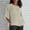Beige, variant on Aloohaidyvio Plus Size Tops,Womens Summer Fashion Cropped Sleeves Round Neck Cotton Line Loose Shirt Blouse