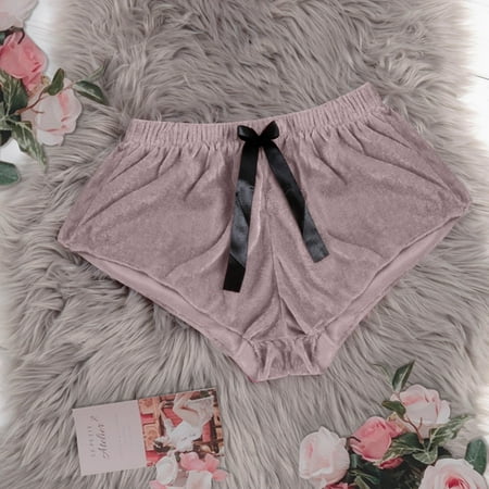 

Ovzne Women s Velvet Sexy Stain Pajamas Bowknot Shorts