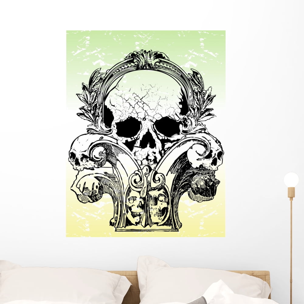 Gothic Skulls Illustration Wall Mural by Wallmonkeys Peel and Stick