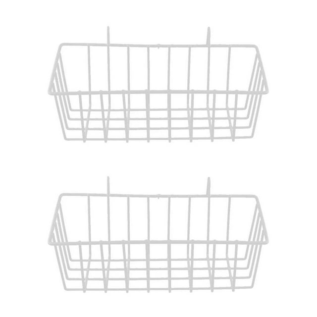 Canasta de metal 2xWhite para rejilla de pared de alambre Organizador colgante de montaje en pared y panel